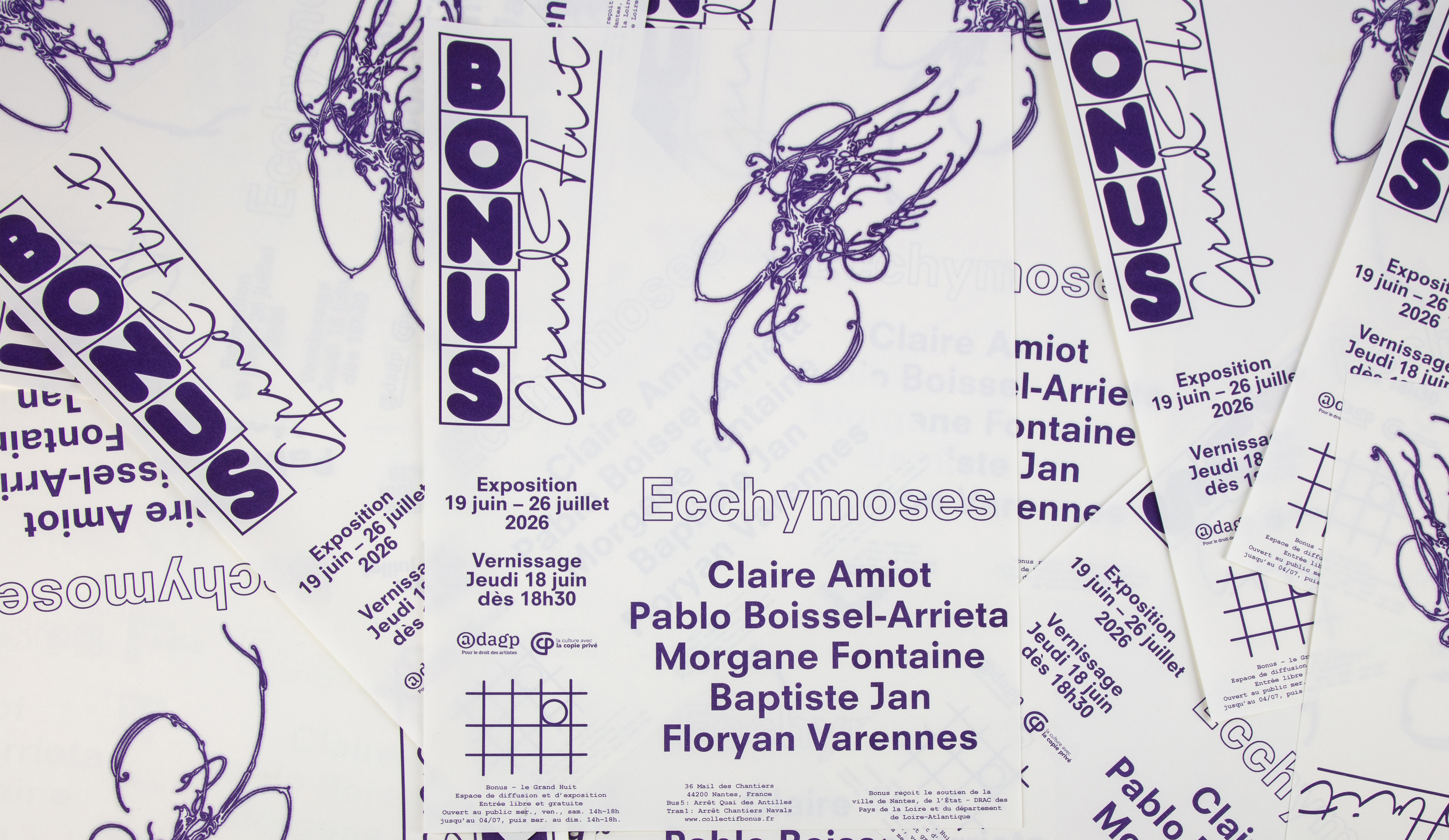 Ecchymoses, une exposition collective de Claire Amiot, Pablo Boissel-Arrieta, Morgane Fontaine, Baptiste Jan & Floryan Varennes