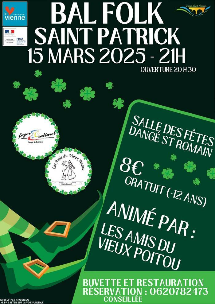 BAL FOLK SAINT PATRICK - LE 15/03 - FOYER CULTUREL et LES AMIS... Le 15 mars 2025