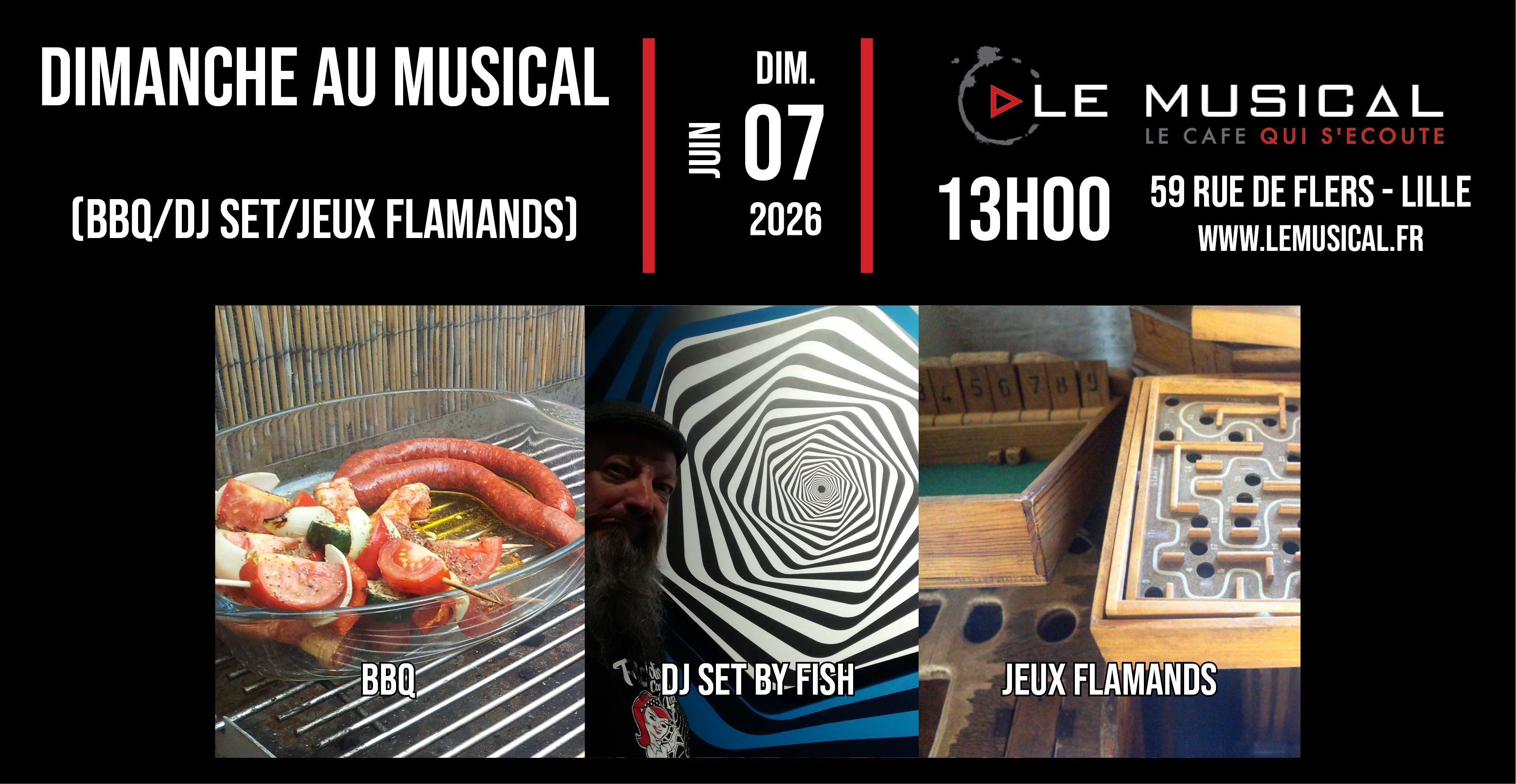 Dimanche au Musical: BBQ+Dj set by Fish+Jeux flamands