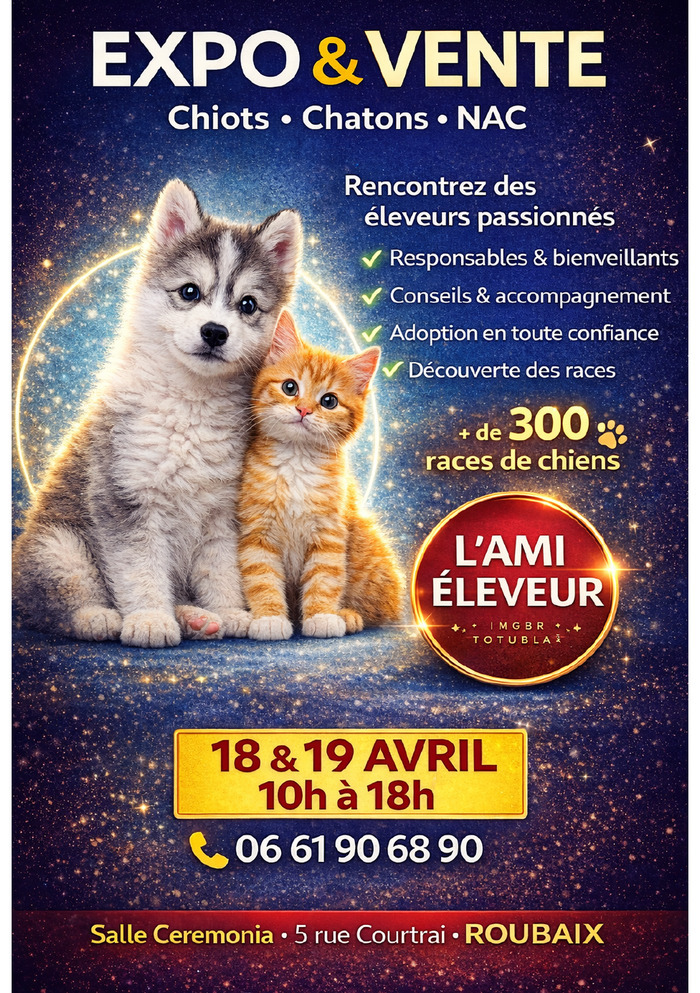 Exposition vente de Chiots et Chatons par l'Ami Eleveur
