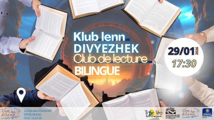 2ème édition du club de lecture bilingue  imaginé par les employées de la librairie Lenn Ha Dilenn, la Médiathèque de l'ICB, Emglev Bro Gwened et la Bibliothèque du Collège-Lycée Diwan Gwened.