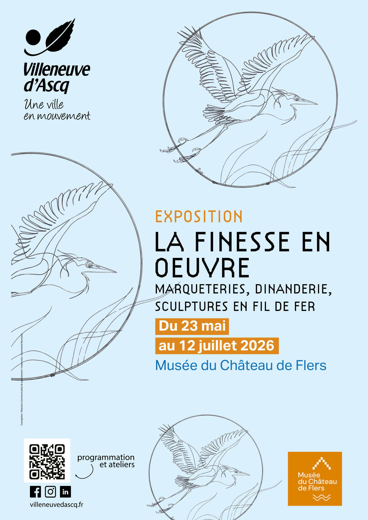 Exposition La Finesse en Œuvre : marqueteries, dinanderie, sculptures en fil de fer