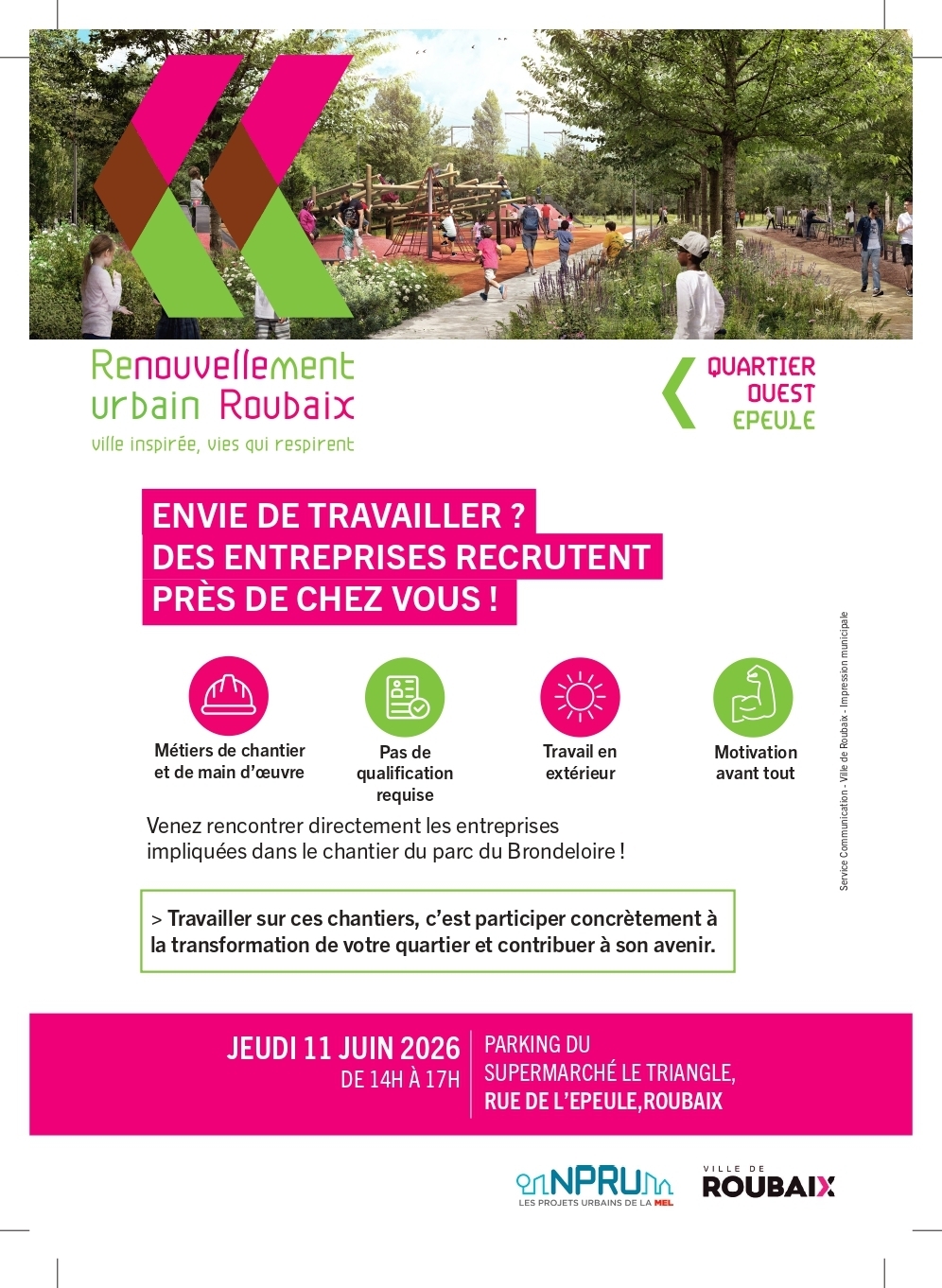 Emploi chantier parc du Brondeloire