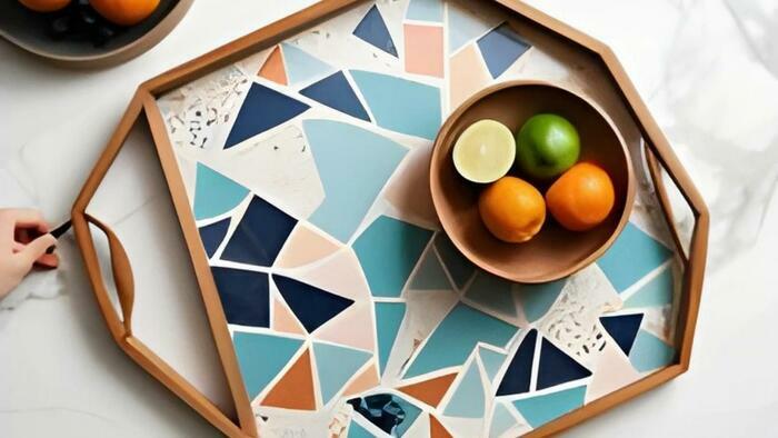 Plateau en mosaïque : thé ou café ?