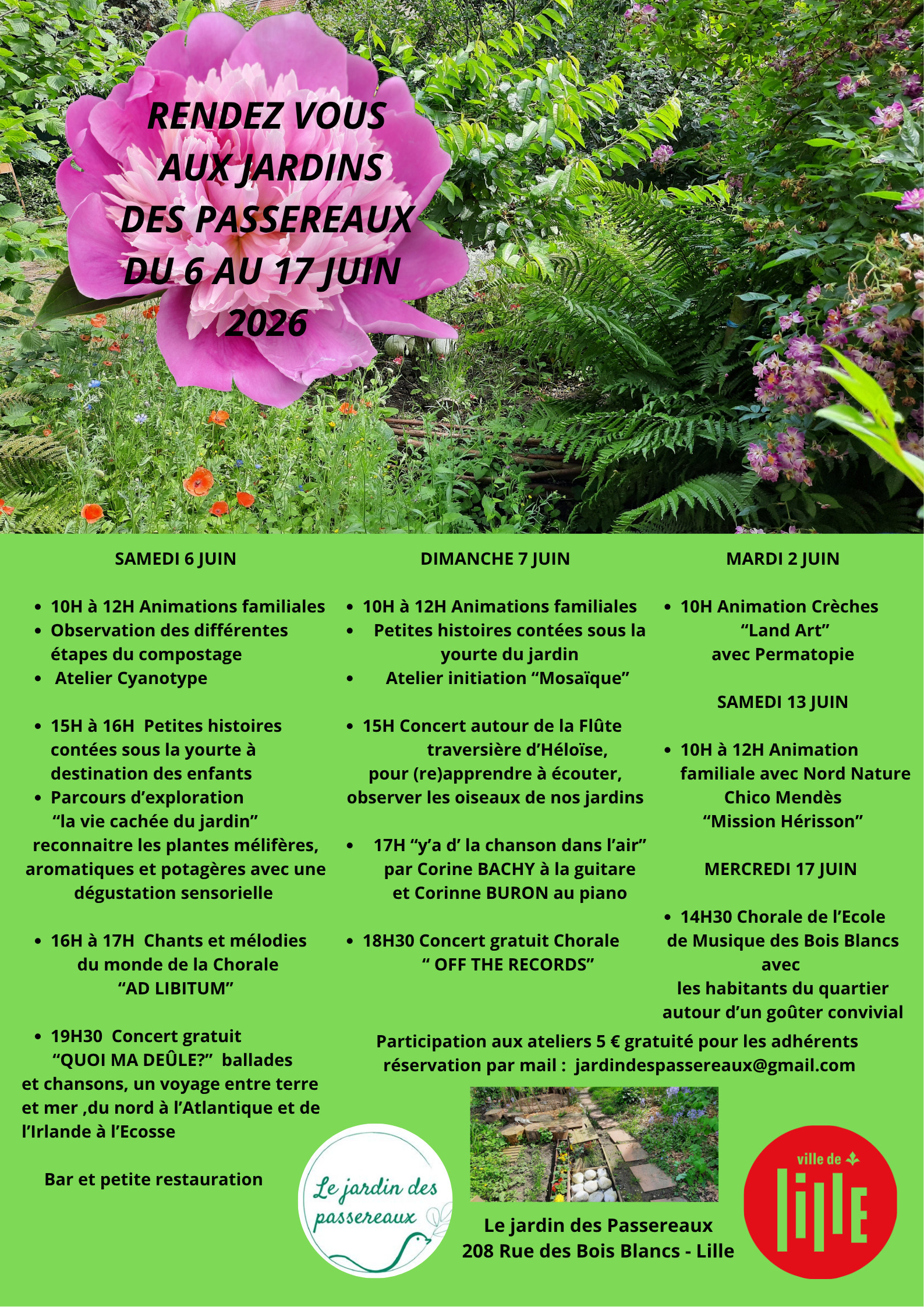 Rendez-vous au Jardin des Passereaux - Animations familiales