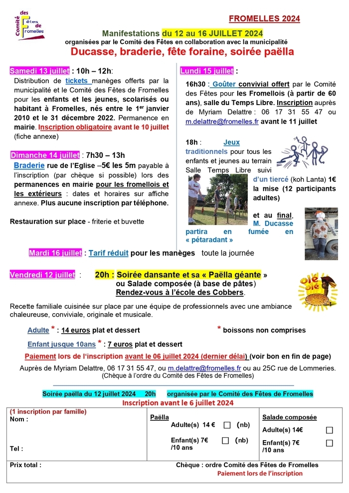 Ducasse, braderie, fête foraine et soirée paëlla