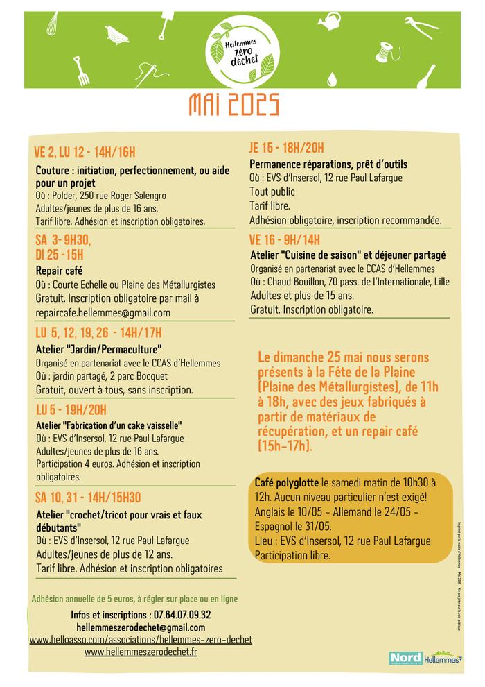 Hellemmes zéro déchet - Programme de mai