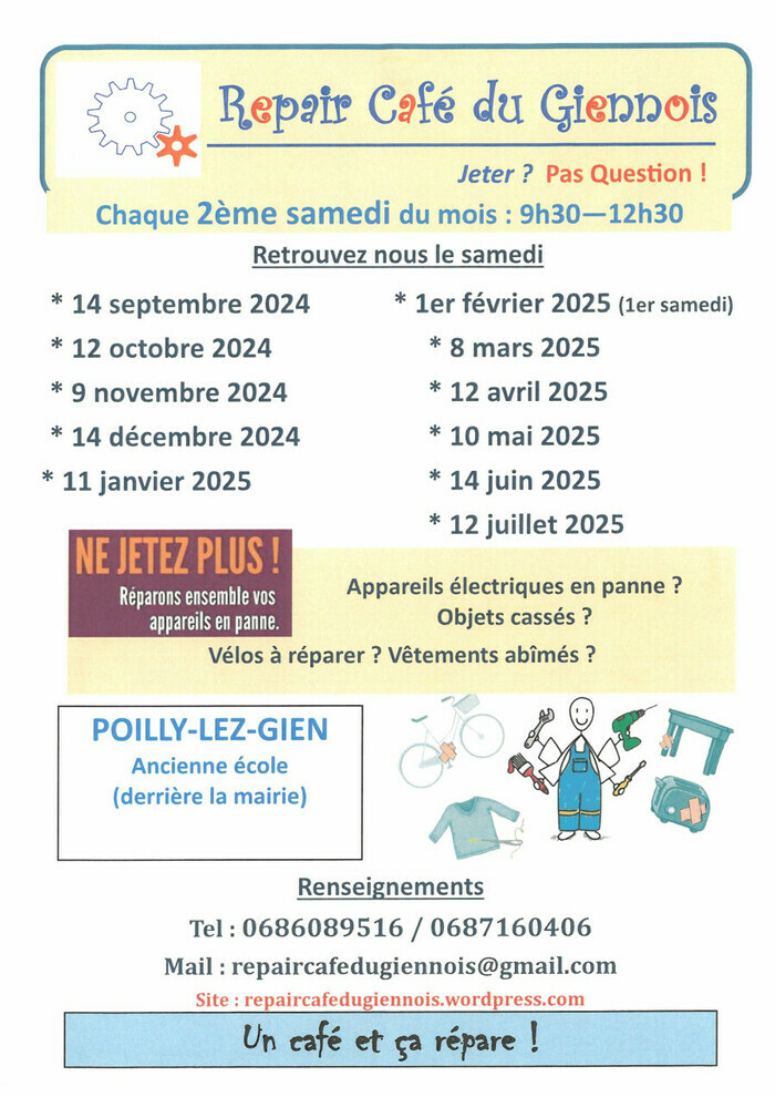 Repair Café du Giennois Du 12/10/2024 au 12/7/2025