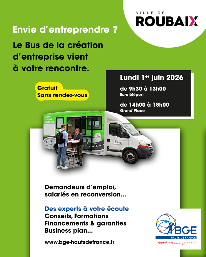 Créer son entreprise : le bus BGE s’arrête à Roubaix