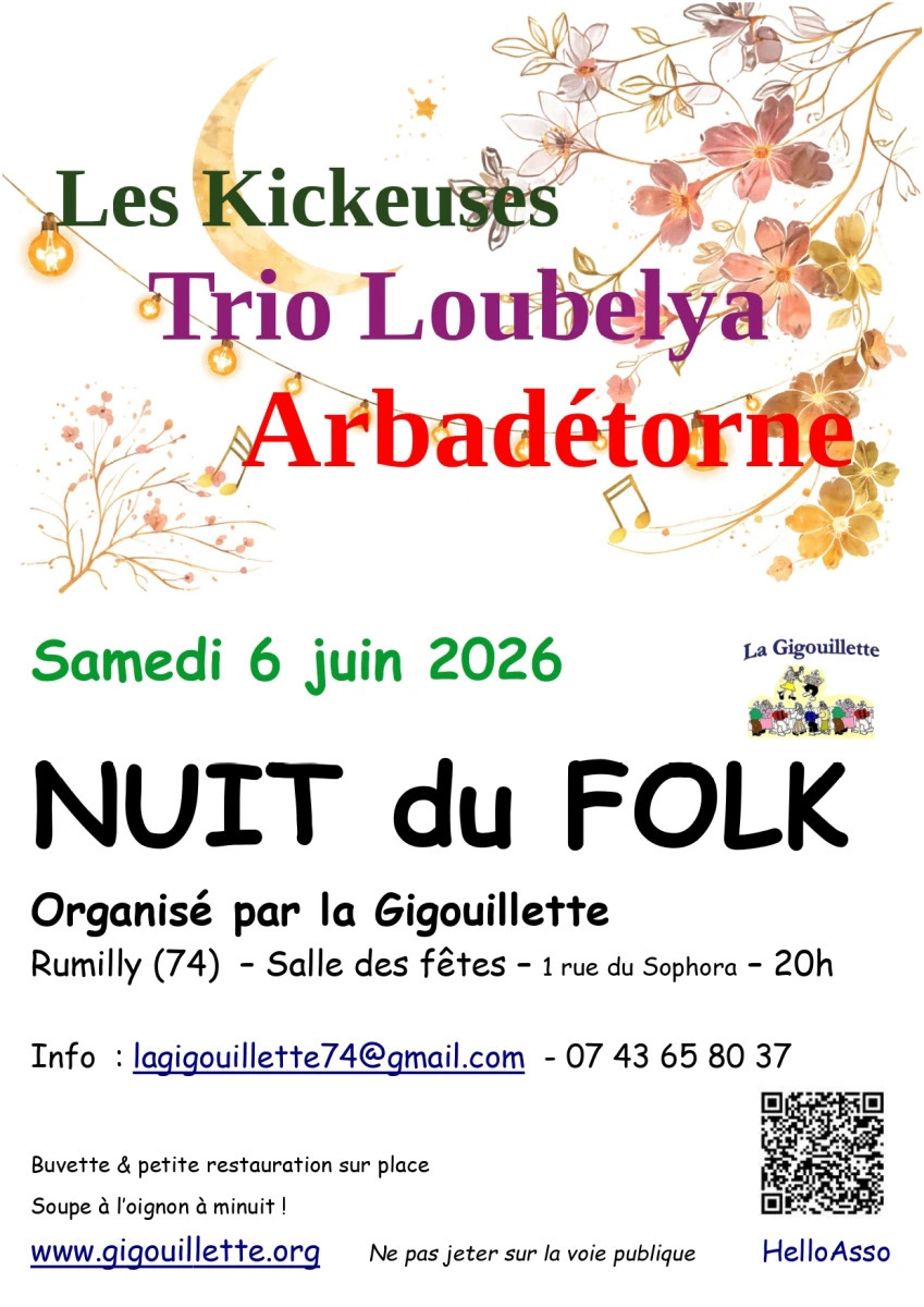 Nuit du Folk avec Arbadétorne, Trio Loubelya, Les Kickeuses