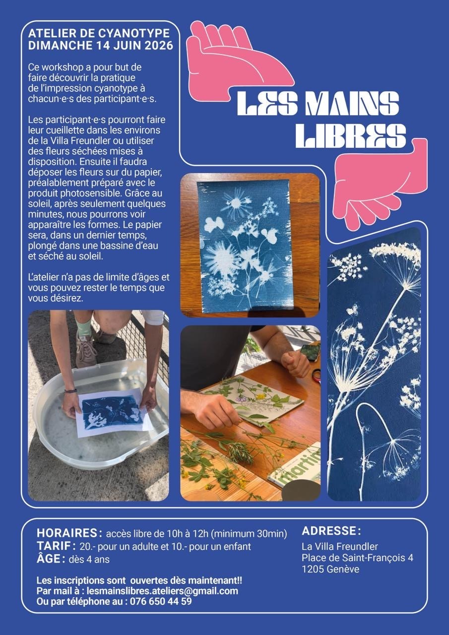 Atelier d’impression de végétaux avec la technique du Cyanotype. Dimanche 14.06 de 10h à 12h. Villa Freundler. Matériel fourni. Pour tous les publics
