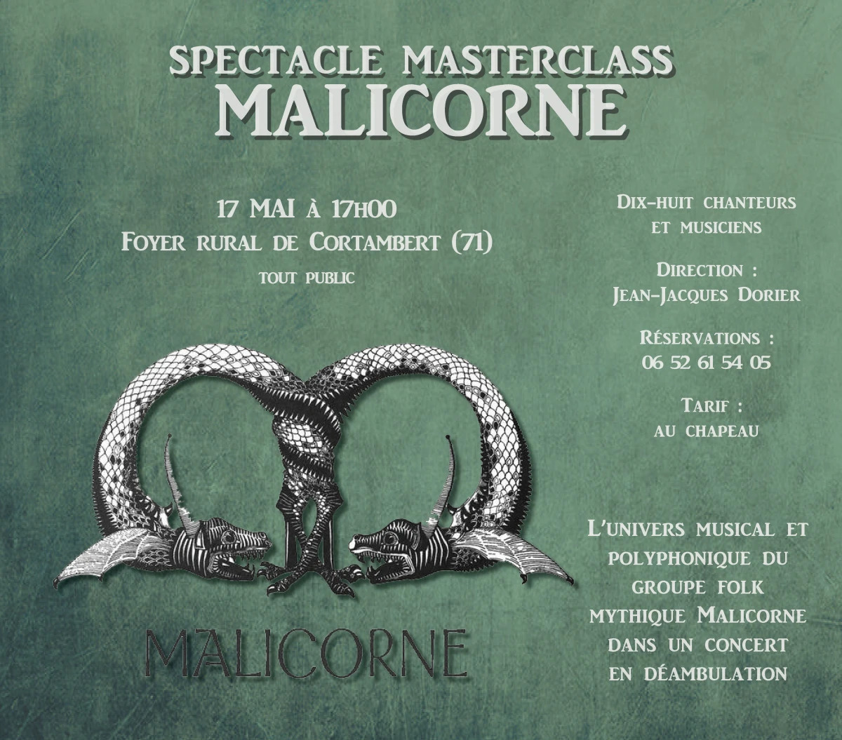 spectacle masterclasss MALICORNE