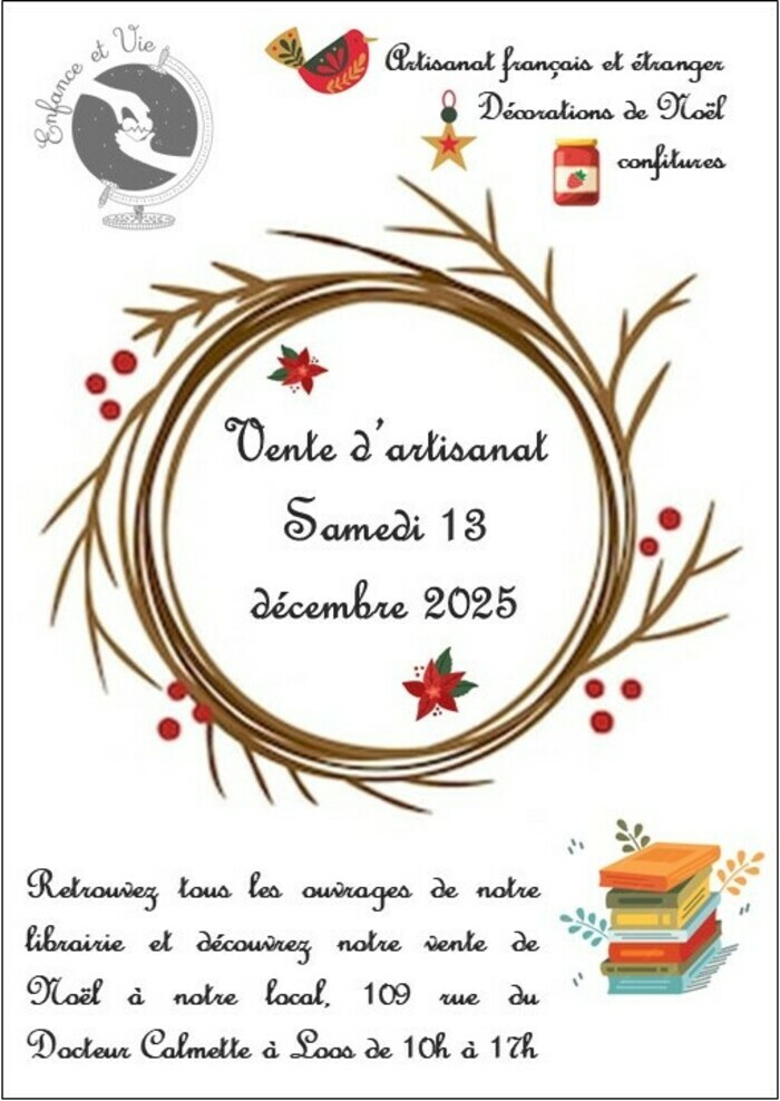 L'association Enfance et Vie vous invite à sa vente de Noël