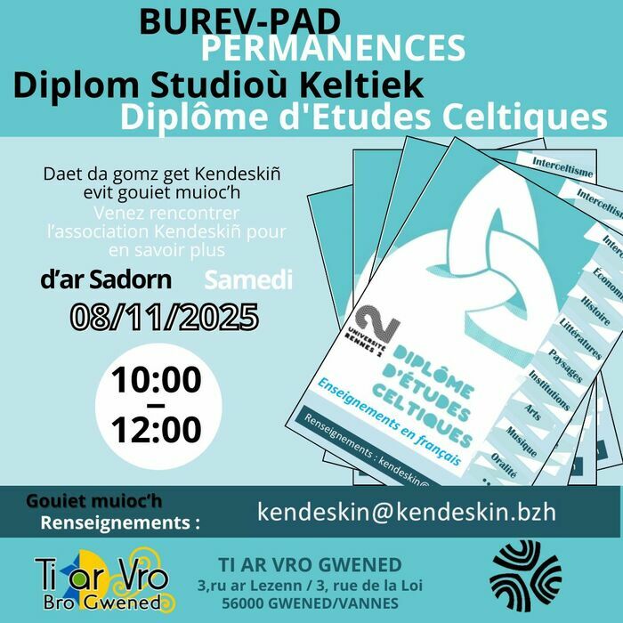 Venez rencontrer l’association Kendeskiñ pour en savoir plus sur le diplôme d'études celtiques !