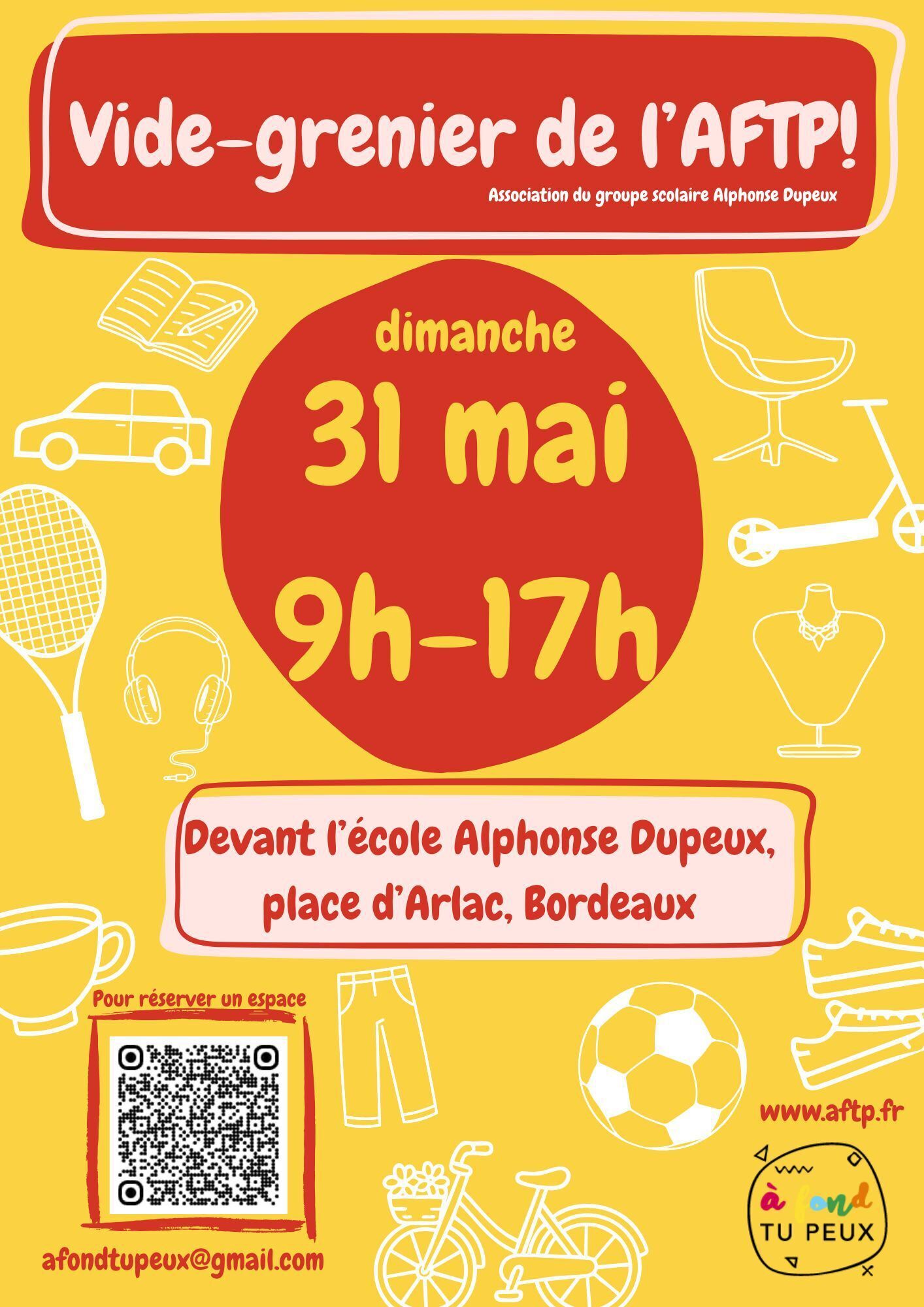 Vide-grenier de l'association AFTP de l'école Alphonse Dupeux - A Fond Tu Peux