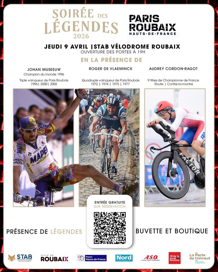 Soirée des Légendes Paris-Roubaix 2026 : Rencontrez les champions au STAB Vélodrome