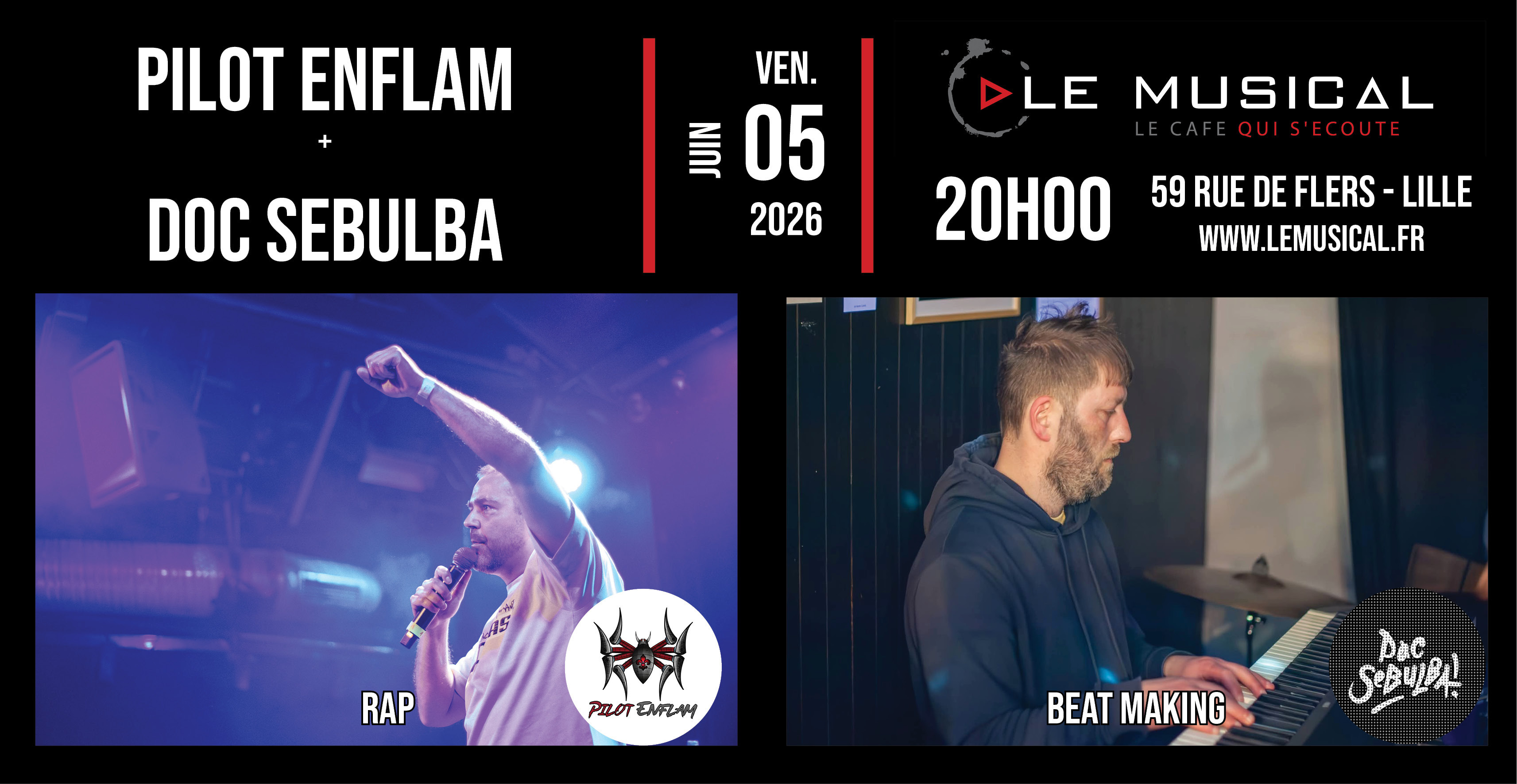 Live: Pilot Enflam (rap boombap) + Doc Sebulba (beat maker)