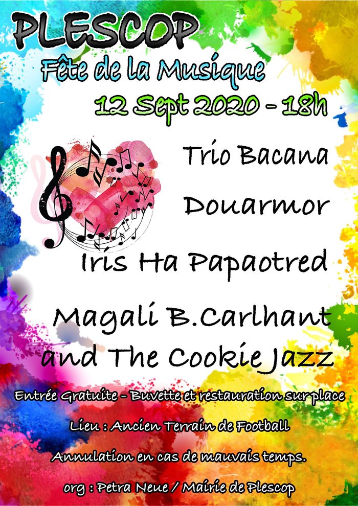 A vos agendas !! La fête de la Musique de Plescop aura lieu le 12 Septembre prochain dès 18h !!