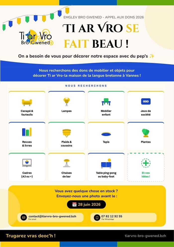 Ti ar Vro se fait beau ! On a besoin de vous pour décorer notre espace avec du pep's !
