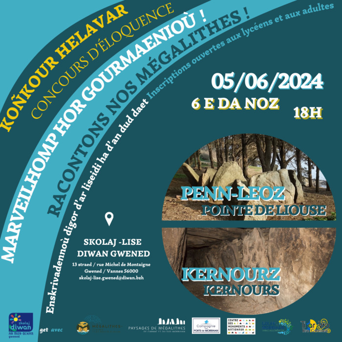 Un concours d'éloquence se tiendra au collège-lycée Diwan du Mor-bihan. Il s'agit d'un projet mené par les lycéens en partenariat avec GMVA, Ti ar Vro Gwened et l'association Mégalithes Morbihan.
