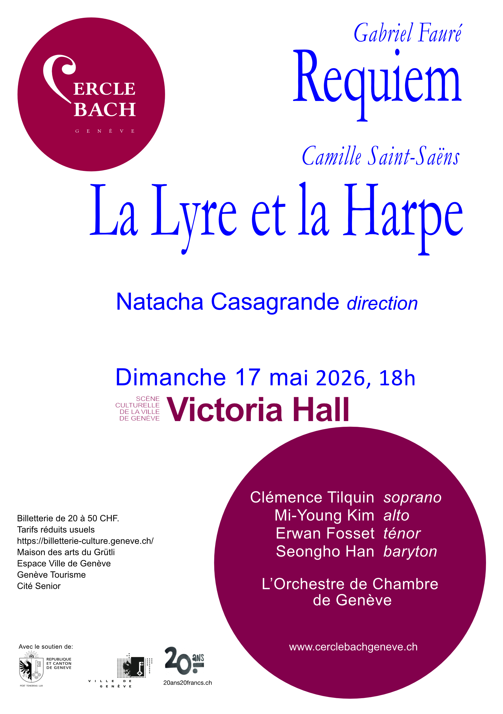 Concert du Cercle Bach de Genève; L’Orchestre de Chambre de Genève; Natacha Casagrande, direction