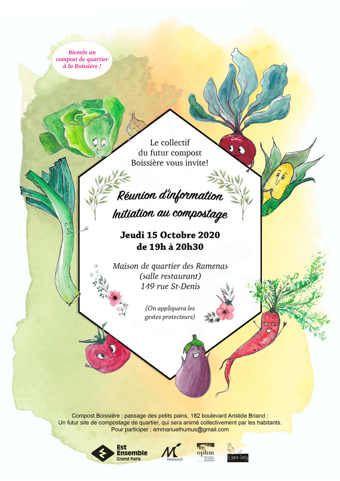 Compost Boissière, Montreuil : Réunion d'information / Initiation au compostage - Jeudi 15 Octobre 2020, de 19h à 20h30 - Maison de quartier des Ramenas