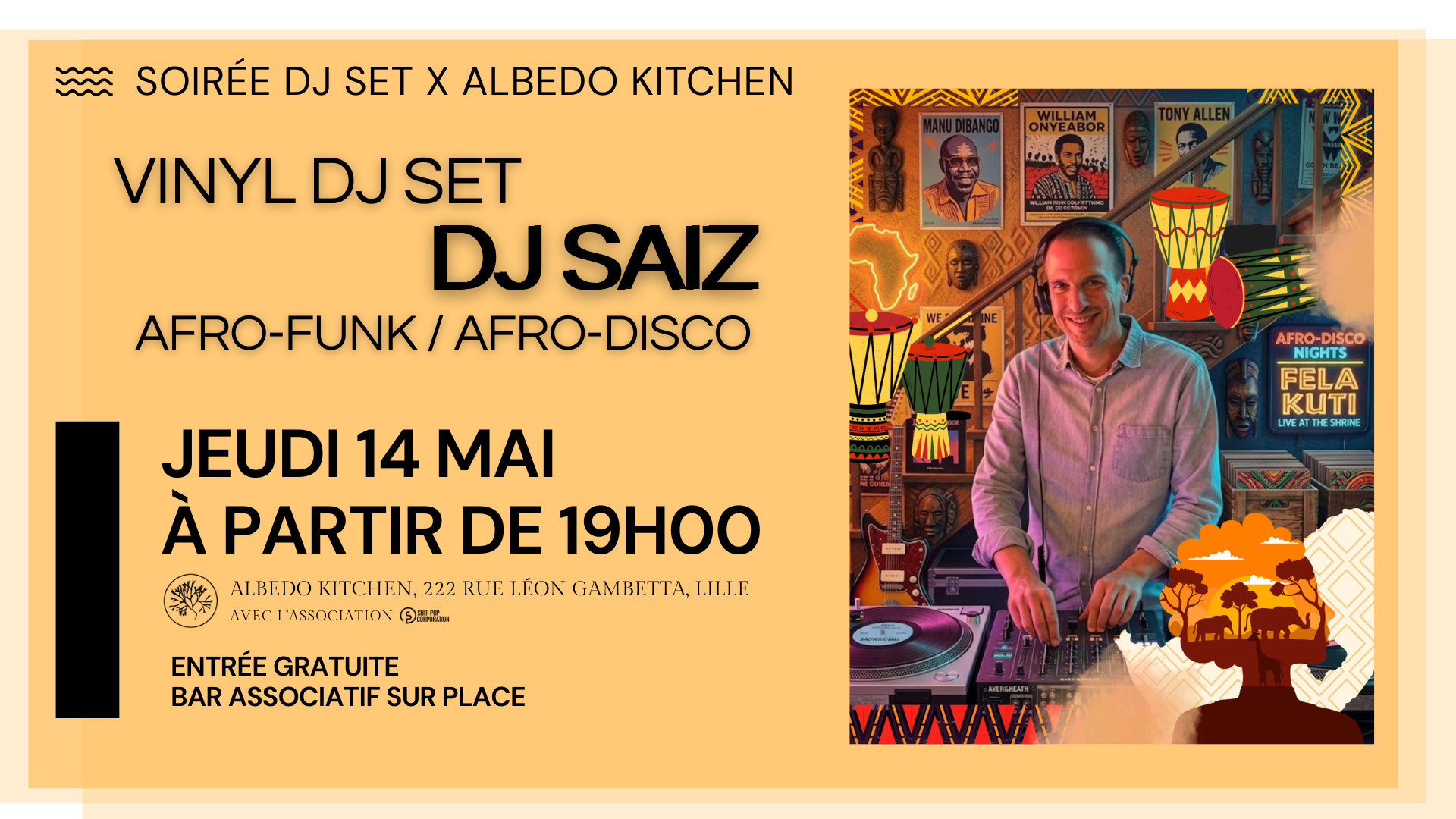 DJ set avec DJ Saiz chez Albedo Kitchen / 14 mai / 19h00