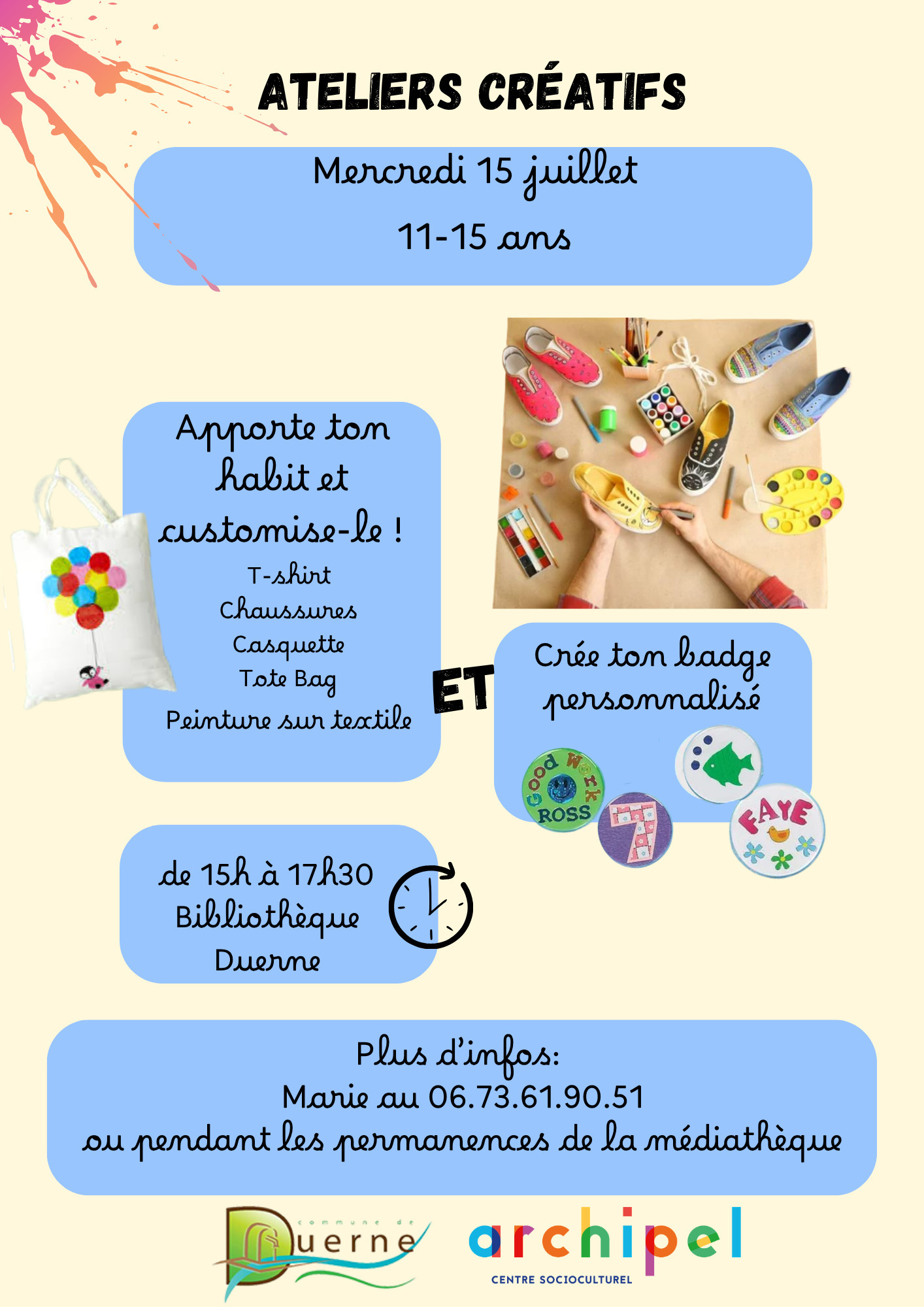 Ateliers créatifs pour les ados