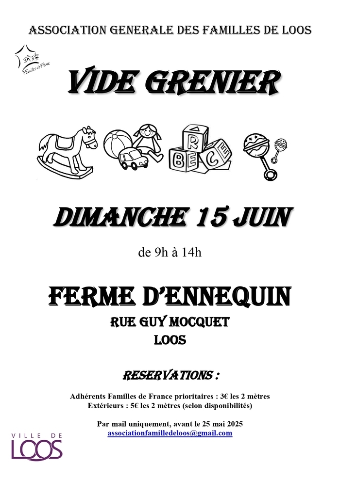 VIDE GRENIER à la Ferme d'Ennequin le dimanche 15 juin de 9h à14h