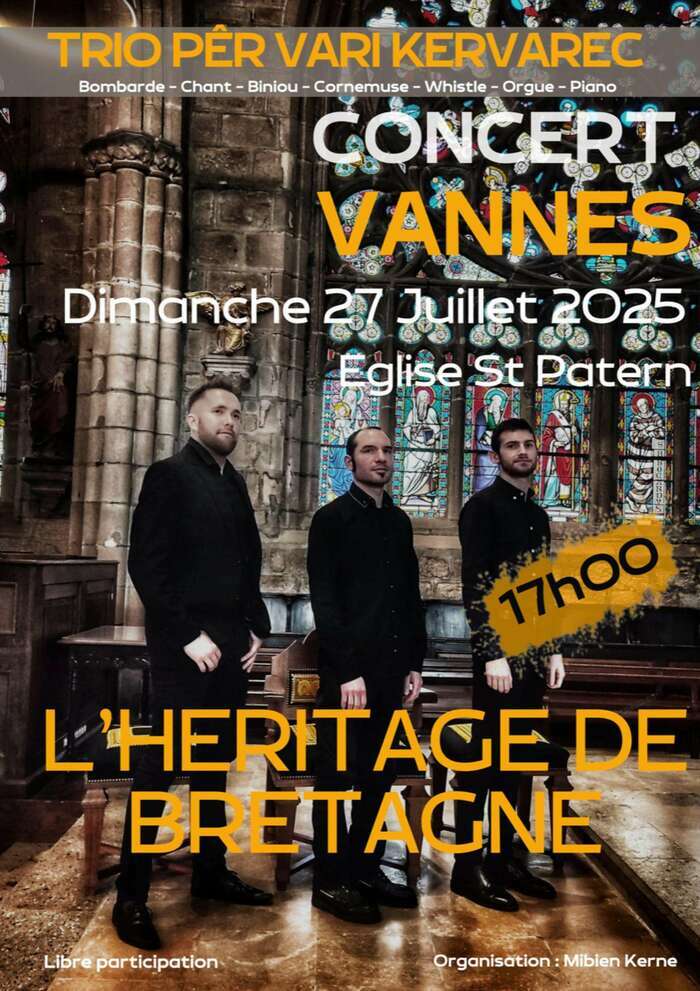 Concert du trio pêr vari kervarec « l’héritage de bretagne » à Vannes
