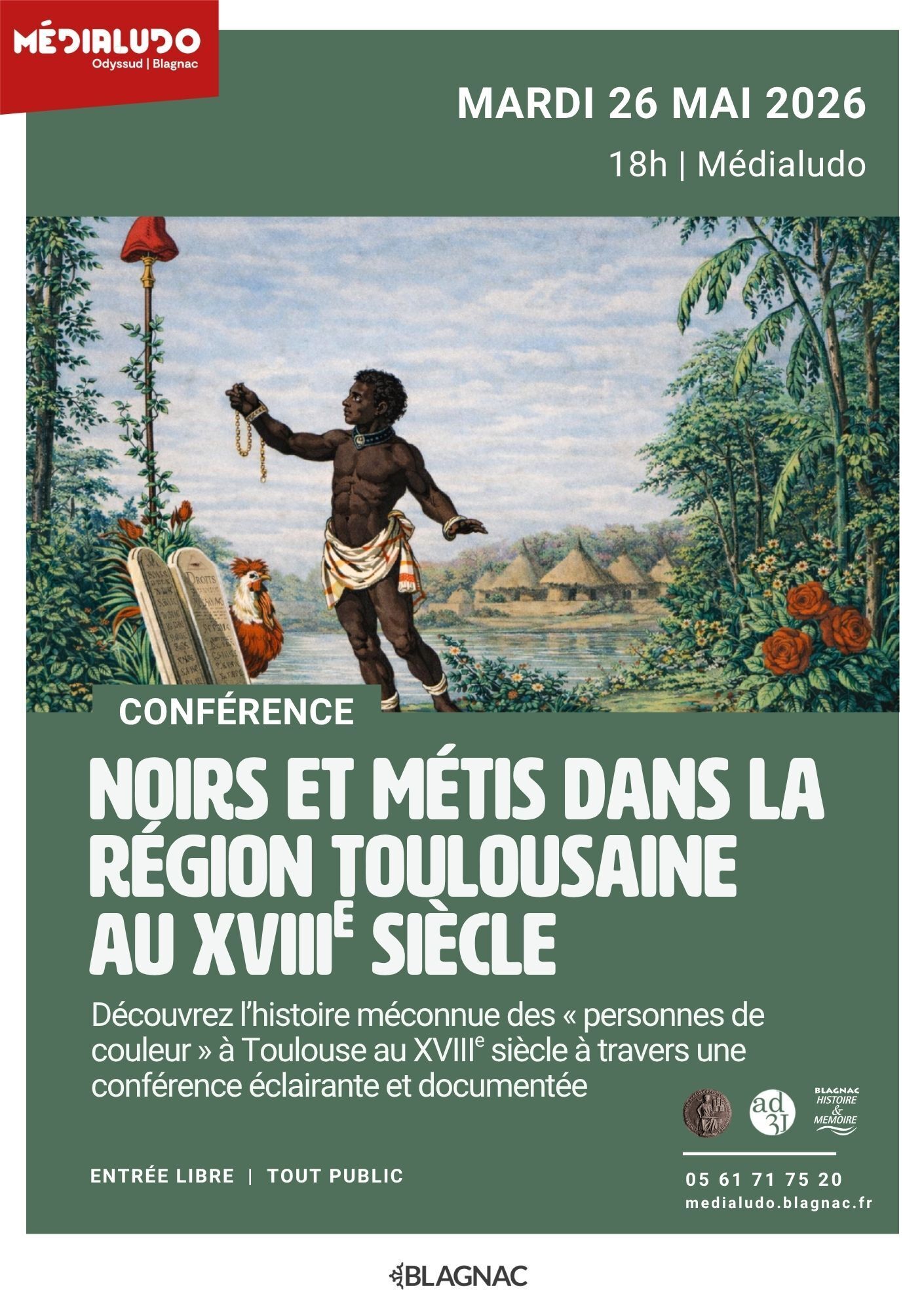 Conférence Noirs et métis dans la région toulousaine au XVIIIe siècle - Mardi 26 mai