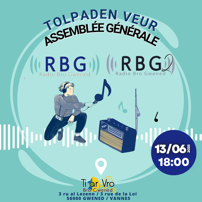 L'assemblée générale est ouverte à toutes et tous. Elle sera suivie du pot de l'amitié ! Et à 17h, émission en breton Avel em Fenn, en direct de Ti ar Vro !