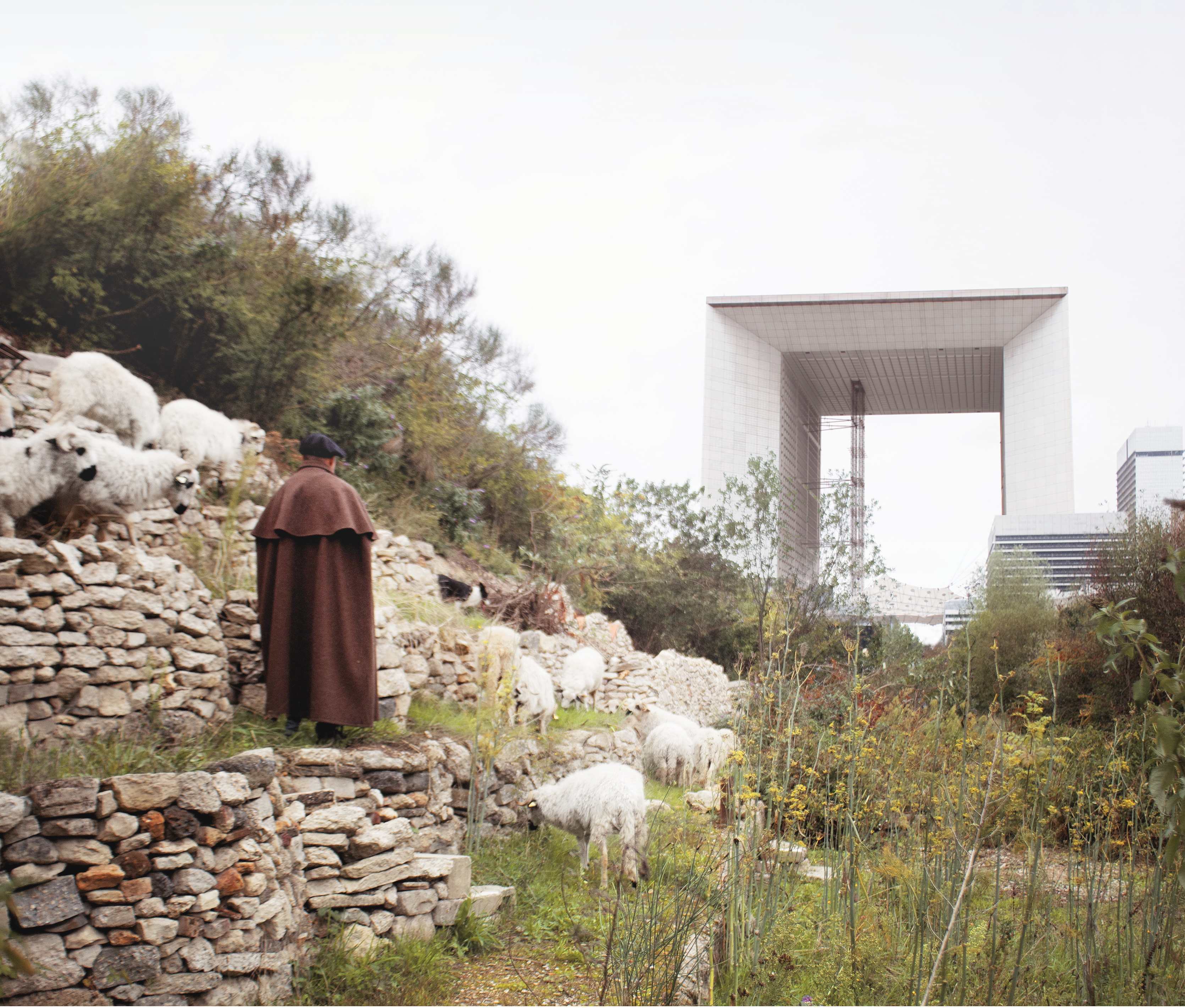 Un Paysage Rural derrière la Défense sur l'Axe Historique