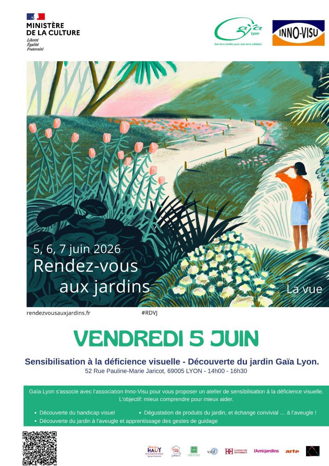 Découverte à l'aveugle du jardin Gaïa Lyon - Sensibilisation à la déficience visuelle -