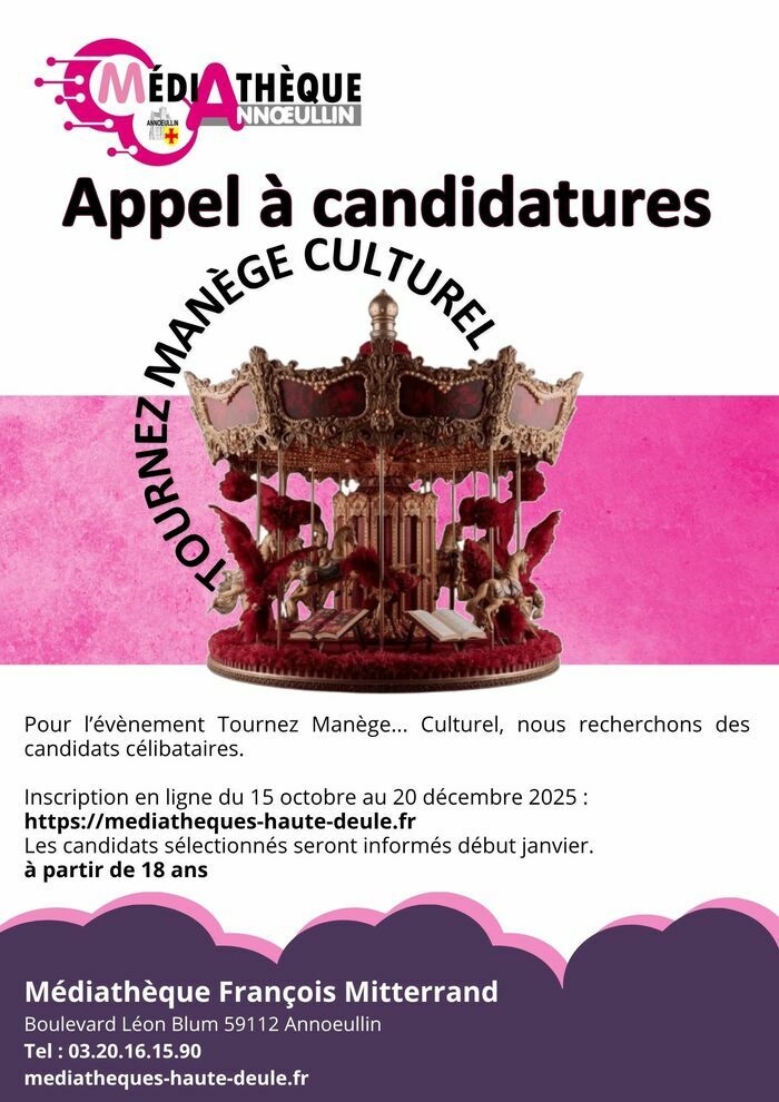 Appel à candidatures - Tournez Manège Culturel à Annoeullin