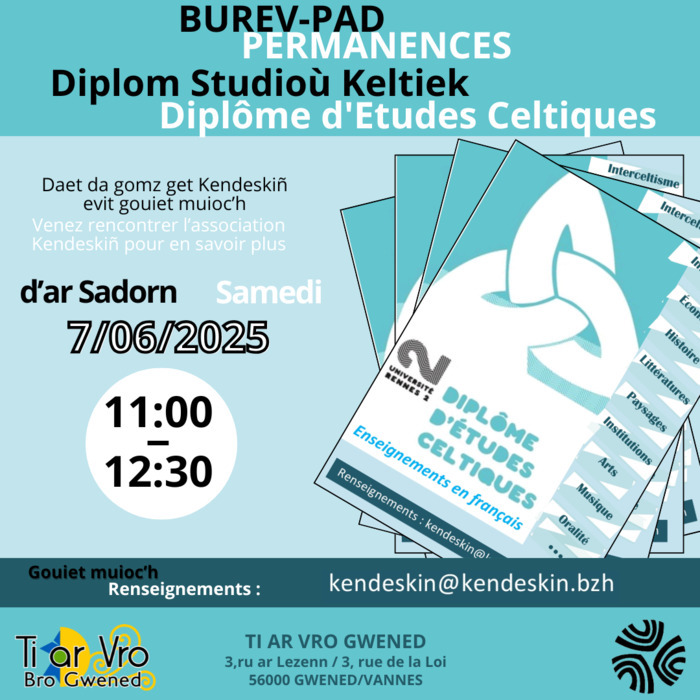 Informations sur le Diplôme d'Etudes Celtiques / Kendeskiñ