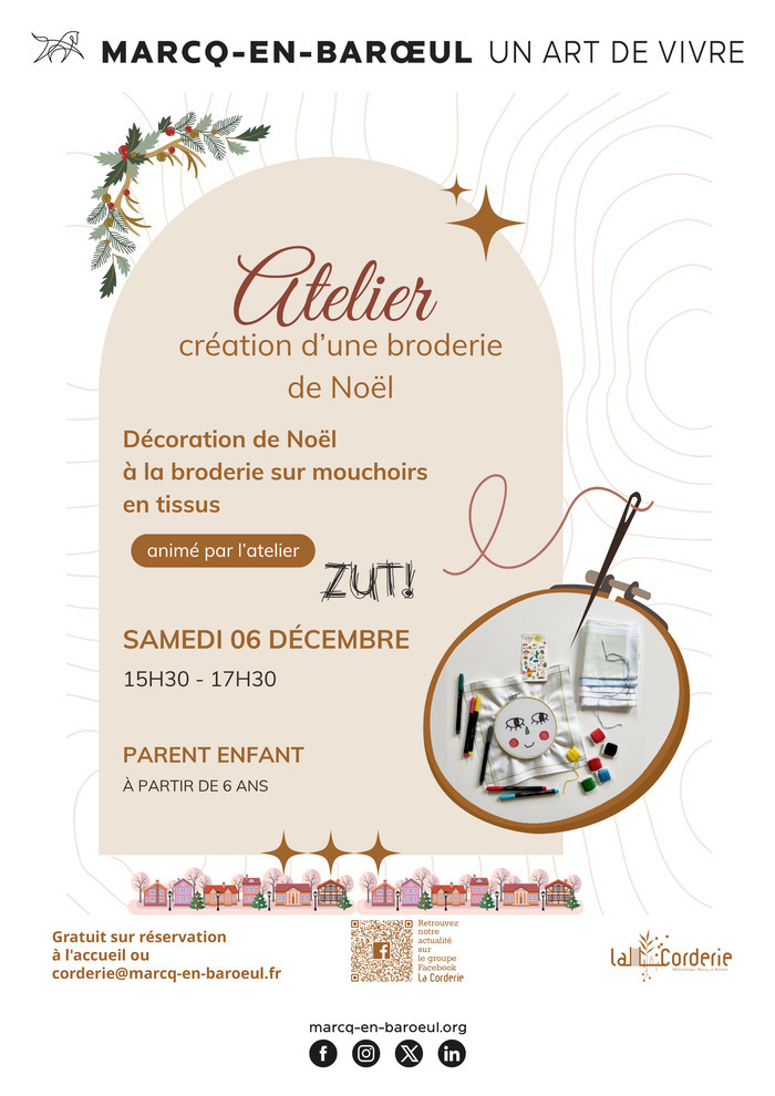 Atelier parent-enfant Création d'une broderie de Noël