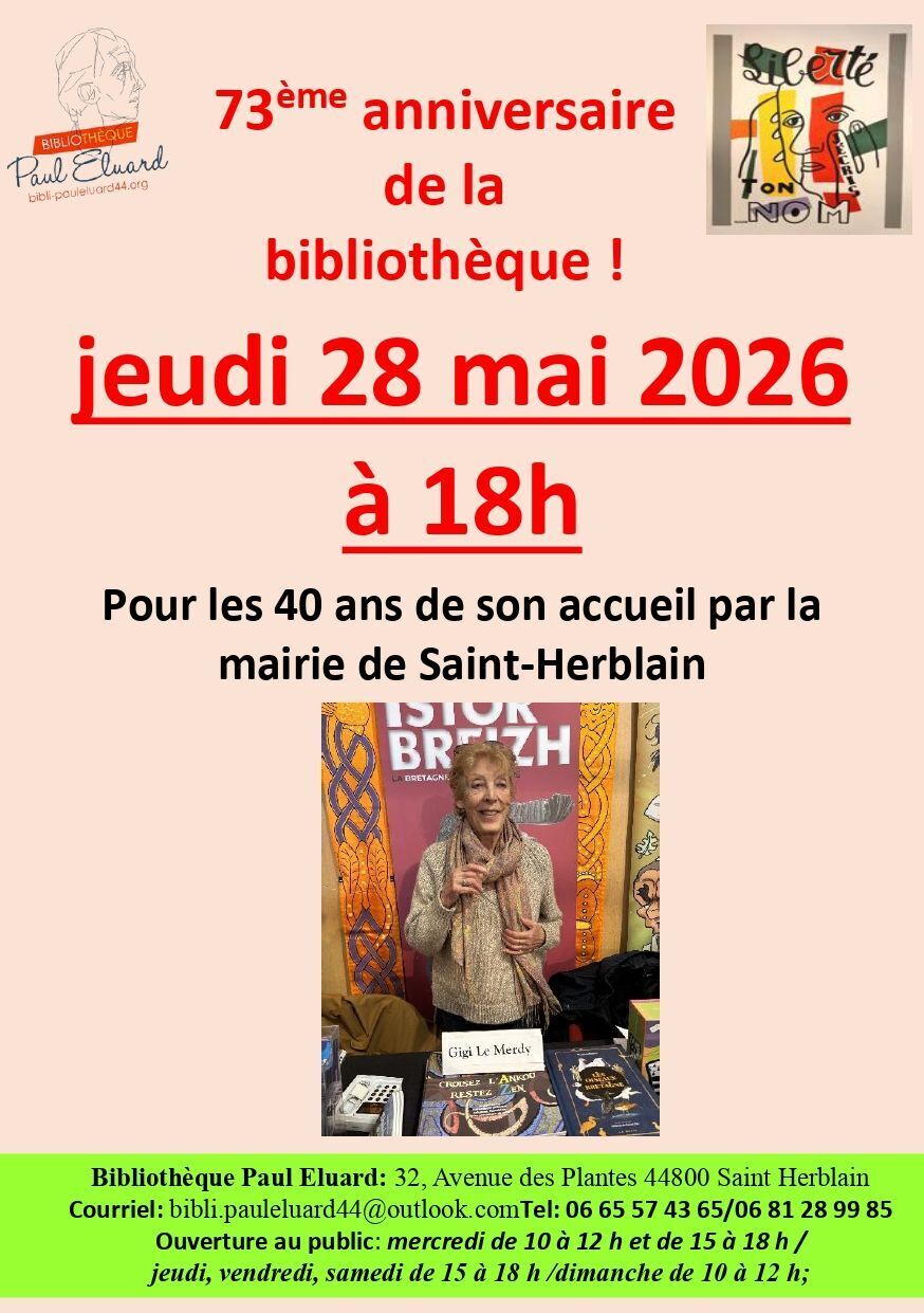 Commémorations du 73ème anniversaire de la Bibliothèque Paul Eluard et 40ième anniversaire de son local rue des Plantes