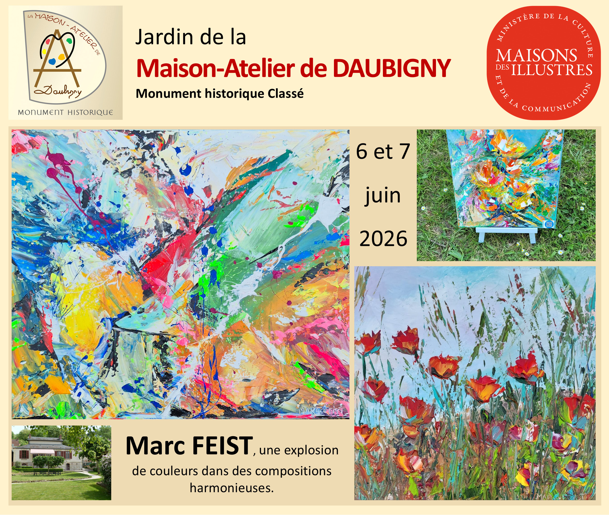 Découverte du jardin et des œuvres de Marc Feist, artiste invité cette année.
