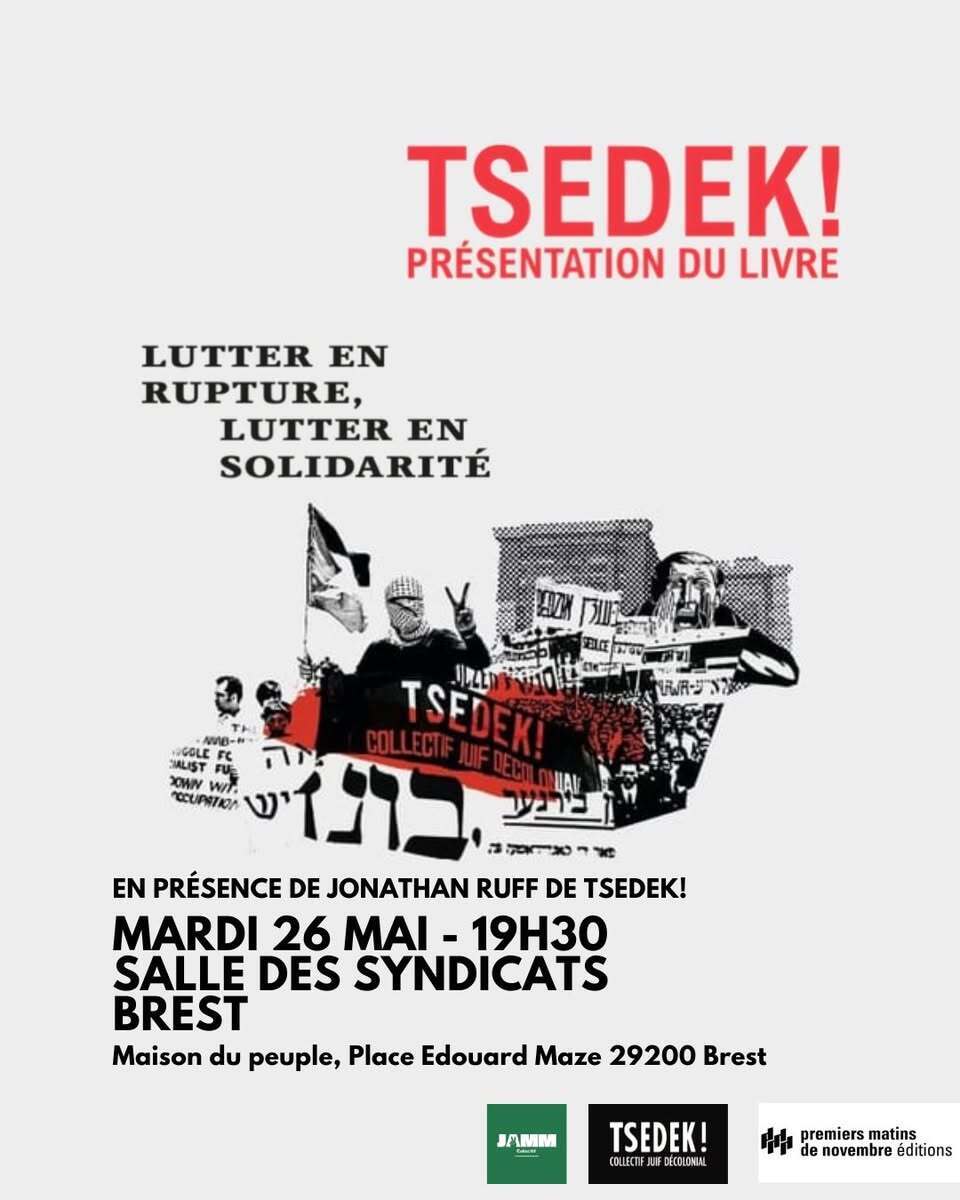 TSEDEK! en tournée autour du livre "LUTTER EN RUPTURE, LUTTER EN SOLIDARITÉ"