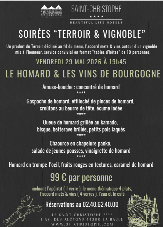 Soirées Terroir et vignoble au restaurant le Saint-Christophe