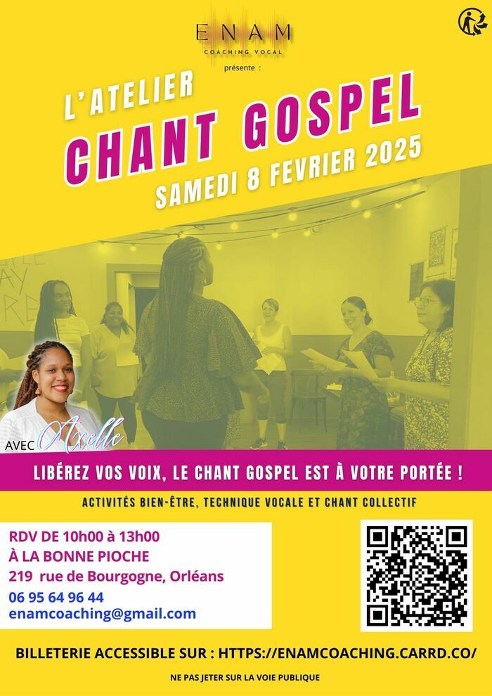 Atelier chant gospel Du 8 fév au 26 avr 2025