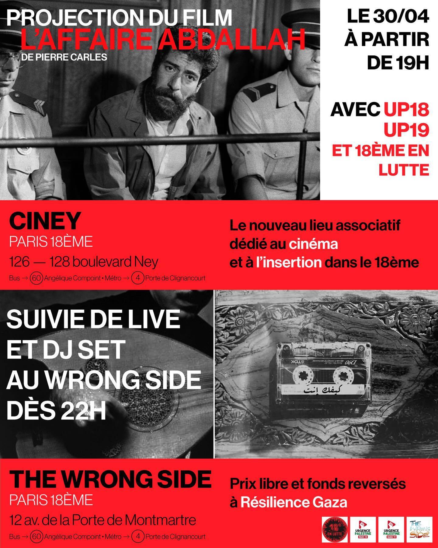 Projection du film "L'AFFAIRE ABDALLAH" de Pierre CARLES et +