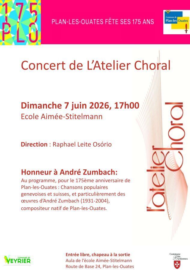 Concert de L’Atelier Choral pour le 175ème de Plan-les-Ouates