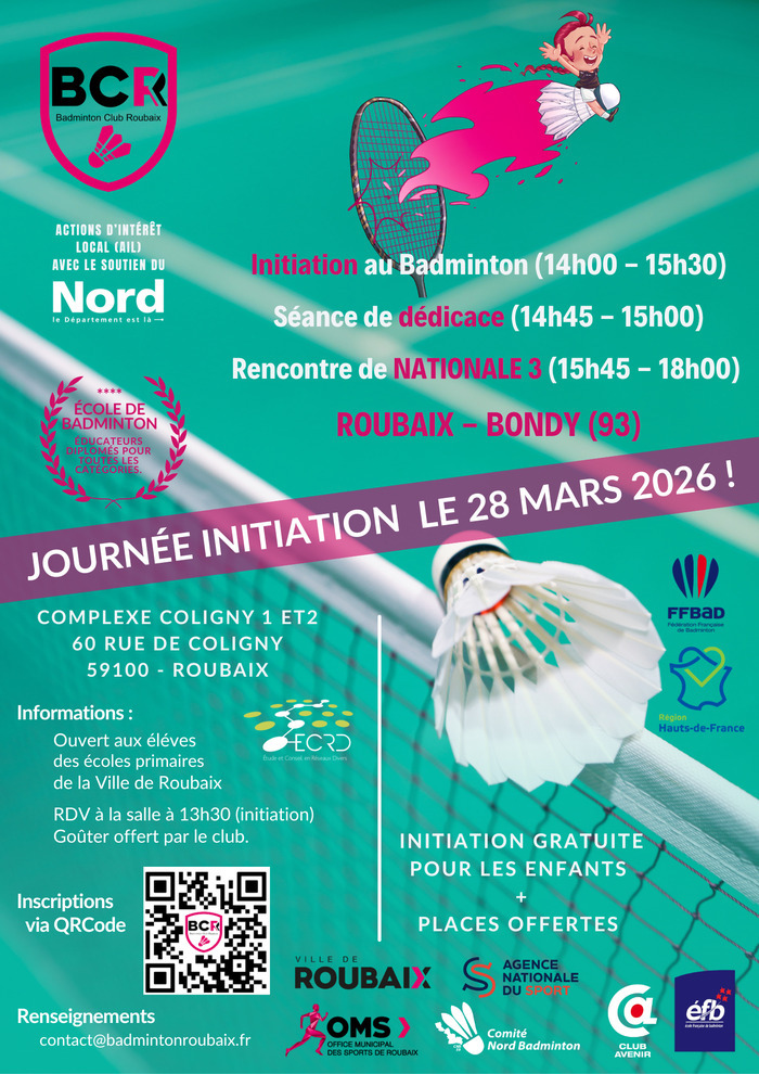 Journée initiation au Badminton pour les écoliers Roubaisiens