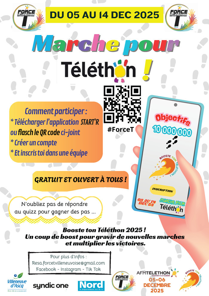 Marche connectée au profit du Téléthon du 05 au 14 décembre par Force T