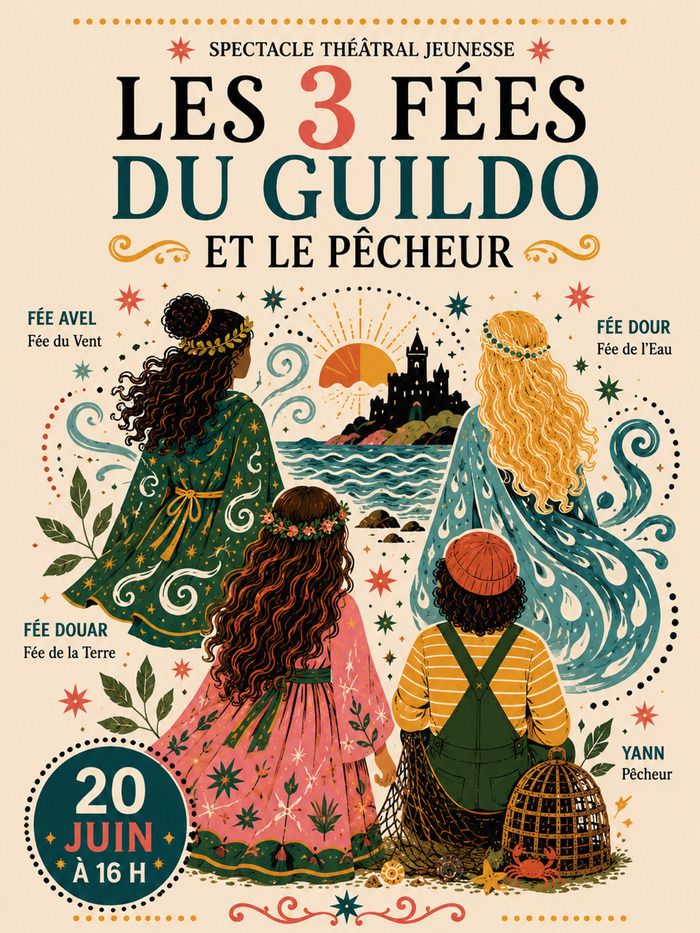 Les 3 Fées du Guildo et le Pêcheur est une adaptation théâtrale jeunesse inspirée d'un conte recueilli par Paul Sébillot.