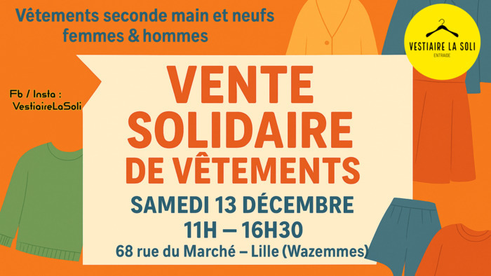 Vente solidaire de vêtements par le "Vestiaire LaSoli"