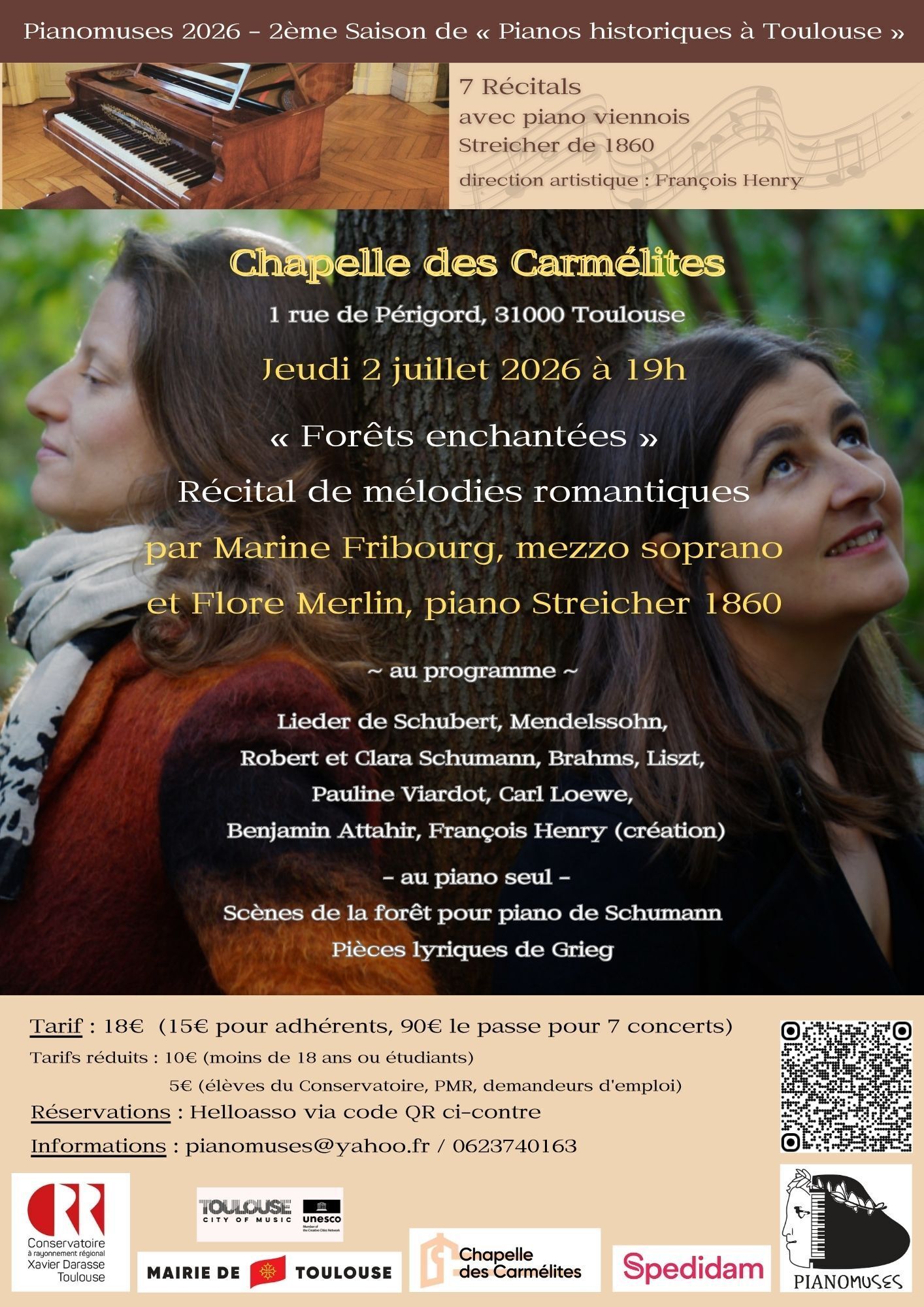 Saison musicale - Récital de Lied « Forêts enchantées », par Marine Fribourg, mezzo-soprano et Flore Merlin.