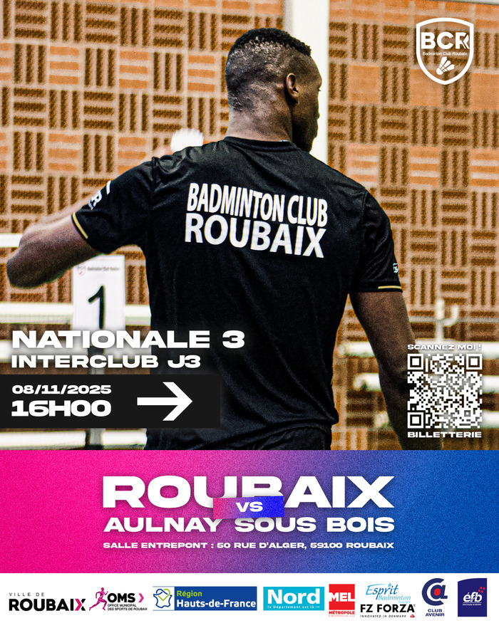 NATIONALE 3 - J3 - ROUBAIX reçoit AULNAY SOUS BOIS (93)